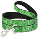 Dog Leash - Bandana/Skulls Irish Green/White Dog Leashes Buckle-Down   