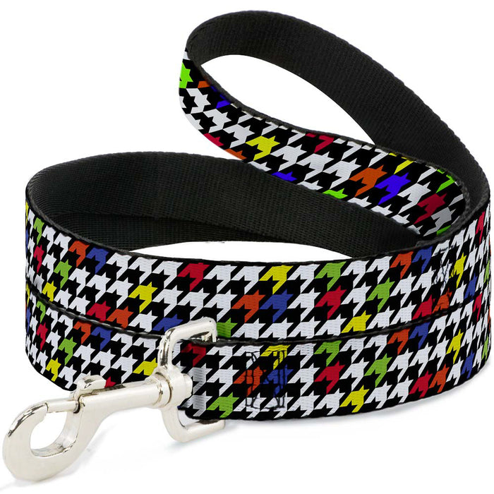 Dog Leash - Houndstooth Black/White/Multi Neon Dog Leashes Buckle-Down   