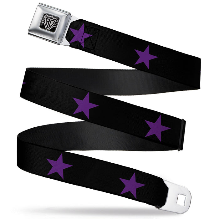 BD Wings Logo CLOSE-UP Full Color Black Silver Seatbelt Belt - Star Black/Purple Webbing Seatbelt Belts Buckle-Down   