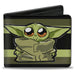 Bi-Fold Wallet - Star Wars The Child Smiling Pose Painting Stripe Greens Black Bi-Fold Wallets Star Wars   