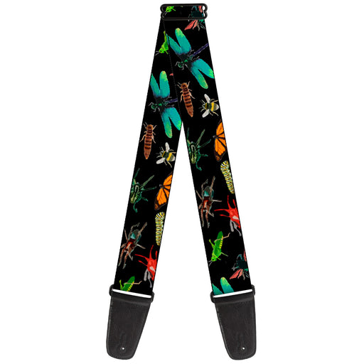 Guitar Strap - Insects Scattered CLOSE-UP Black Guitar Straps Buckle-Down   