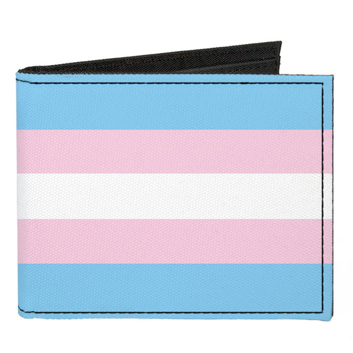 Canvas Bi-Fold Wallet - Flag Transgender Baby Blue Baby Pink White Canvas Bi-Fold Wallets Buckle-Down   