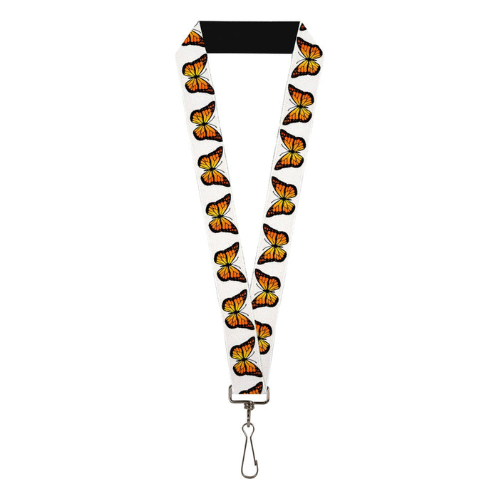 Lanyard - 1.0" - Monarch Butterfly Repeat White Lanyards Buckle-Down   