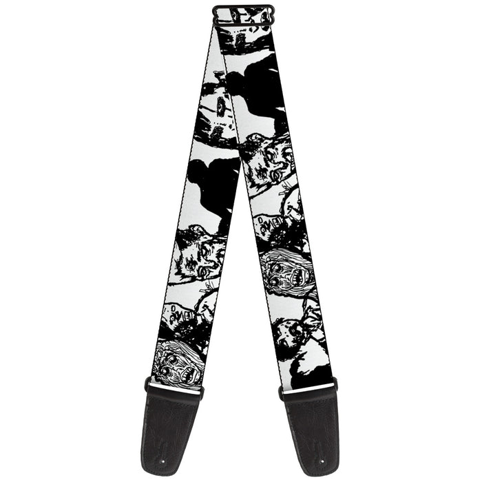 Guitar Strap - Zombies White Black Guitar Straps Buckle-Down   