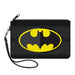Canvas Zipper Wallet - SMALL - Batman Icon Centered Bat Signal Stripe Black Yellow Grays Canvas Zipper Wallets DC Comics   