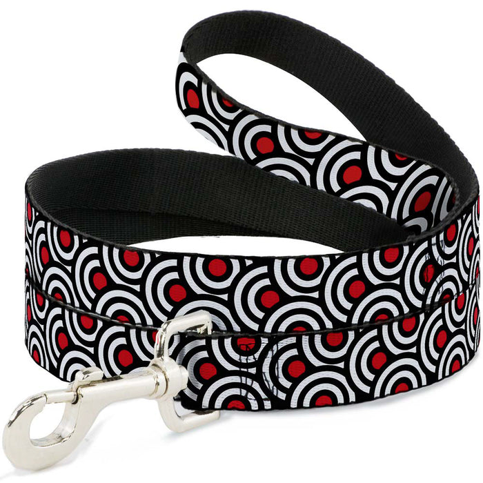 Dog Leash - Bullseye Stacked Black/White/Red Dog Leashes Buckle-Down   