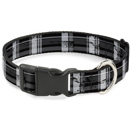 Plastic Clip Collar - Plaid Weathered Black/Gray/White Plastic Clip Collars Buckle-Down   
