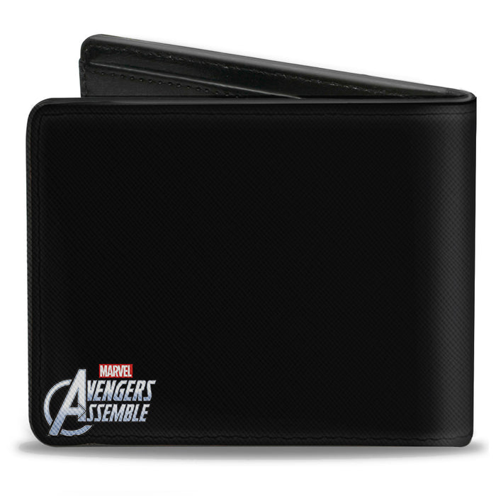 MARVEL AVENGERS Bi-Fold Wallet - Marvel Avengers Superhero Logos Black Multi Color Bi-Fold Wallets Marvel Comics   
