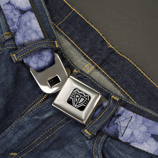 BD Wings Logo CLOSE-UP Full Color Black Silver Seatbelt Belt - Vivid Floral Collage2 Blues Webbing Seatbelt Belts Buckle-Down   