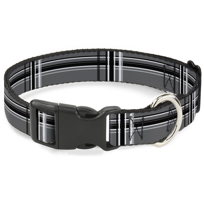 Plastic Clip Collar - Plaid Gray/Black/White Plastic Clip Collars Buckle-Down   
