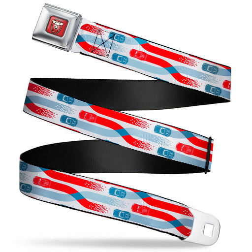 Cars 3 Piston Cup Champion Icon Full Color Red Black White Seatbelt Belt - Cars 3 Cars Crossing White/Blues/Reds Webbing Seatbelt Belts Disney   