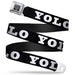 BD Wings Logo CLOSE-UP Full Color Black Silver Seatbelt Belt - YOLO Bold Black/White Webbing Seatbelt Belts Buckle-Down   