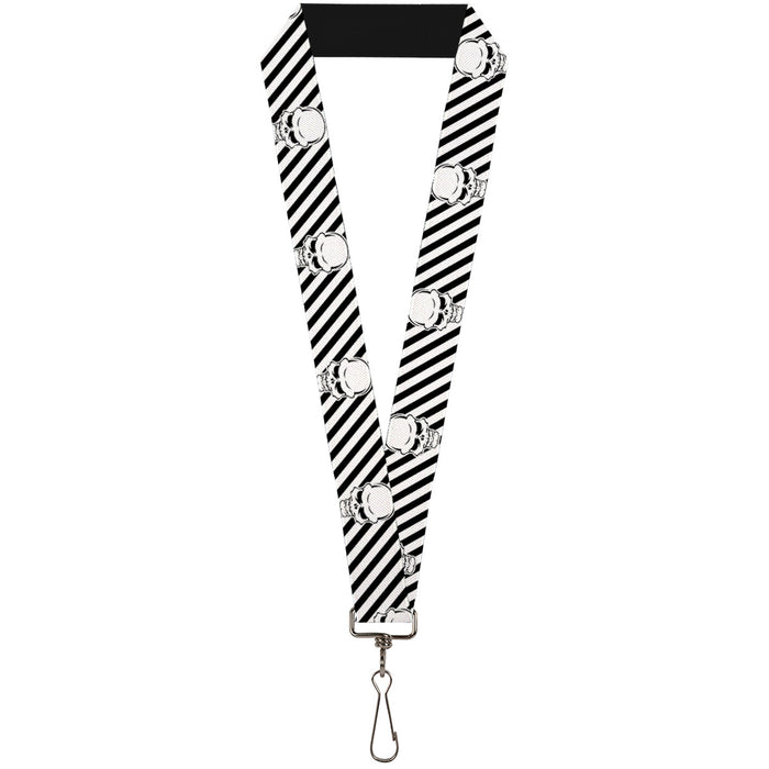 Lanyard - 1.0" - Metal Skull Black White Lanyards Buckle-Down   