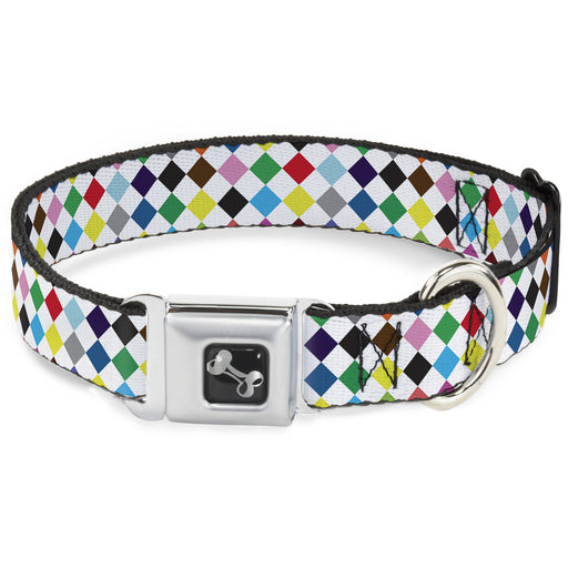 Dog Bone Seatbelt Buckle Collar - Diamonds White/Multi Color Seatbelt Buckle Collars Buckle-Down   