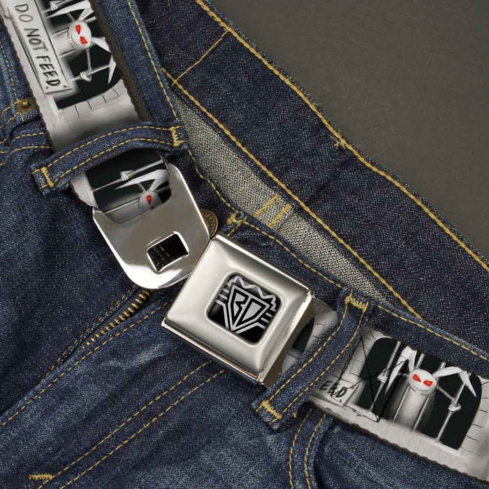 BD Wings Logo CLOSE-UP Full Color Black Silver Seatbelt Belt - Rabid Bunny Webbing Seatbelt Belts Buckle-Down   