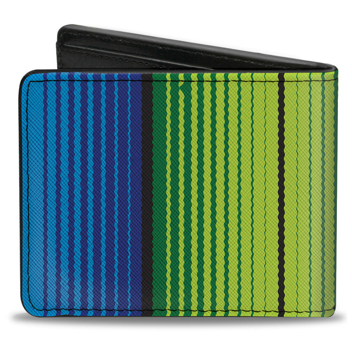 Bi-Fold Wallet - Zarape7 Vertical Pinks Blues Greens Black Bi-Fold Wallets Buckle-Down   