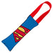 Dog Toy Squeaky Tug Toy - Superman Face + Shield Icon CLOSE-UP Blue Red - RED Webbing Dog Toy Squeaky Tug Toy DC Comics   