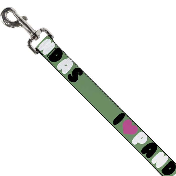 Dog Leash - I "Heart" PANDAS Green/White/Black/Pink Dog Leashes Buckle-Down   