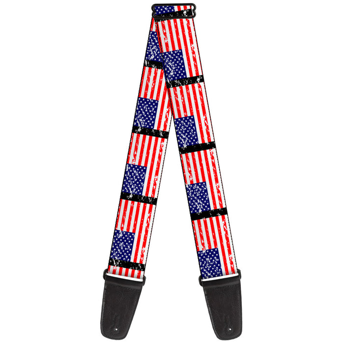 Guitar Strap - United States Flags Weathered Black Guitar Straps Buckle-Down   