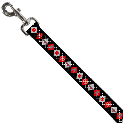 Dog Leash - BD Argyle Black/Red/Gray Dog Leashes Buckle-Down   