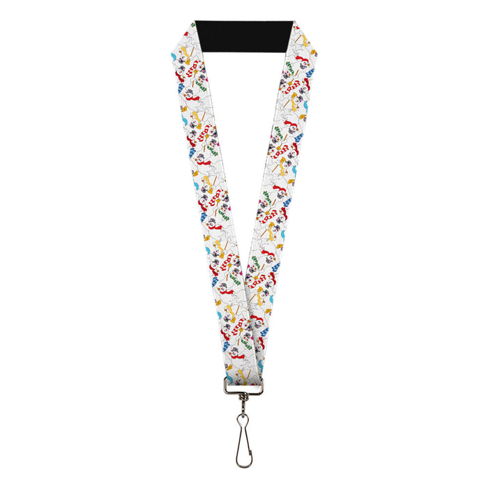 Lanyard - 1.0" - Frosty the Snowman Broom Poses Scattered White Lanyards Warner Bros. Holiday Movies   