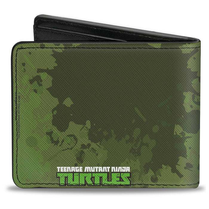 Bi-Fold Wallet - Classic TMNT Turtles Battle Pose9 + TEENAGE MUTANT NINJA TURTLES Logo Splatter Greens Bi-Fold Wallets Nickelodeon   