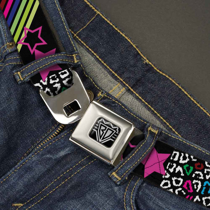 BD Wings Logo CLOSE-UP Full Color Black Silver Seatbelt Belt - Animal Skins & Stripes 1 Webbing Seatbelt Belts Buckle-Down   