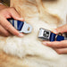 Dog Bone Seatbelt Buckle Collar - Hash Mark Stripe Double Navy/Silver Seatbelt Buckle Collars Buckle-Down   