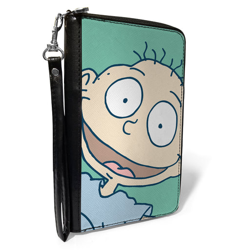 PU Zip Around Wallet Rectangle - Rugrats Tommy Pickles Face CLOSE-UP Seafoam Green Clutch Zip Around Wallets Nickelodeon   