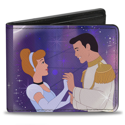 Bi-Fold Wallet - Cinderella & Prince Ball Scene + Crown Icon Purples White Bi-Fold Wallets Disney   