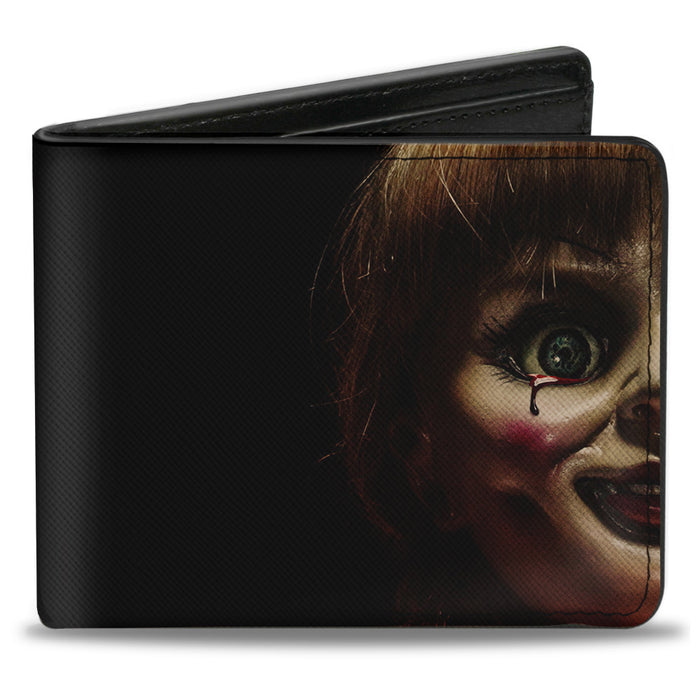 Bi-Fold Wallet - Annabelle Half Face + ANNABELLE Logo Black Tan Red Bi-Fold Wallets Warner Bros. Horror Movies   