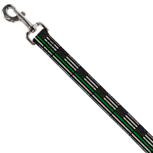 Dog Leash - Thin Green Line Flag Weathered Black/Gray/Green Dog Leashes Buckle-Down   