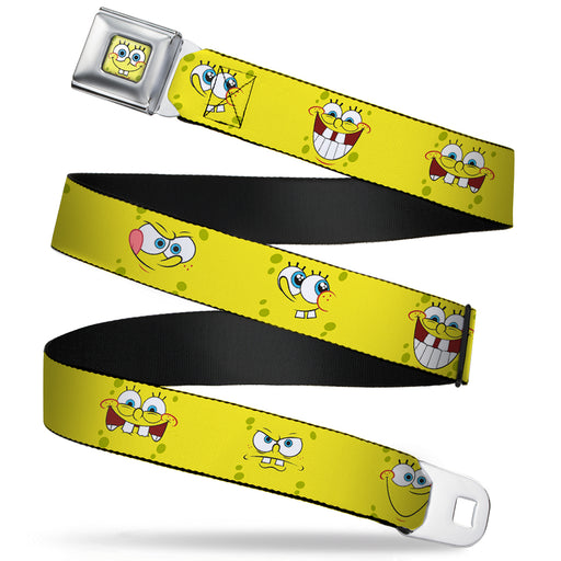 SpongeBob Face CLOSE-UP Full Color Seatbelt Belt - SpongeBob Expressions Yellow Webbing Seatbelt Belts Nickelodeon   