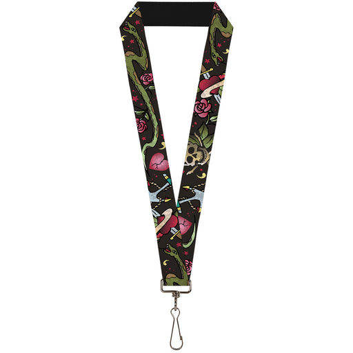Lanyard - 1.0" - Live Hard Die Young CLOSE-UP Black Lanyards Buckle-Down   