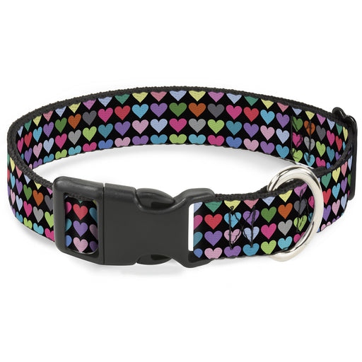 Plastic Clip Collar - Mini Hearts Black/Multi Color Plastic Clip Collars Buckle-Down   