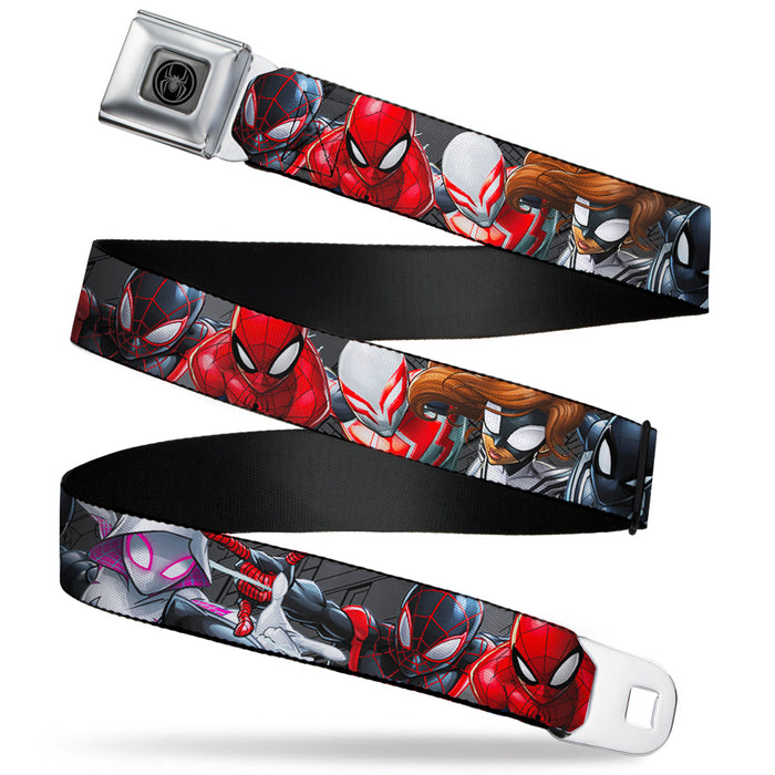 2017 MARVEL SPIDER-MAN Spider Icon Silver Black Seatbelt Belt - 6-Spider Hero Action Poses Grays Webbing Seatbelt Belts Marvel Comics   