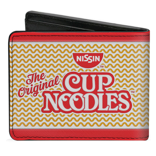 Bi-Fold Wallet - THE ORIGINAL CUP NOODLES Logo Noodle Wave Stripe Red White Orange Red Bi-Fold Wallets Nissin Foods   