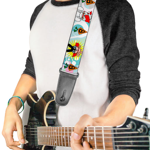 Guitar Strap - Bunny Superhero Multi Pastel Guitar Straps Buckle-Down   