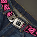 Superman Black Silver Seatbelt Belt - Diagonal Superman Logo w/Hearts Black/Pink Webbing Seatbelt Belts DC Comics   