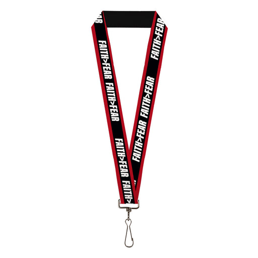 Lanyard - 1.0" - FAITH Greater Than FEAR Stripe Red Black White Lanyards Buckle-Down   