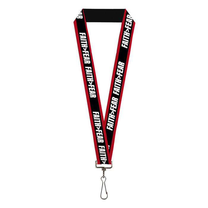 Lanyard - 1.0" - FAITH Greater Than FEAR Stripe Red Black White Lanyards Buckle-Down   