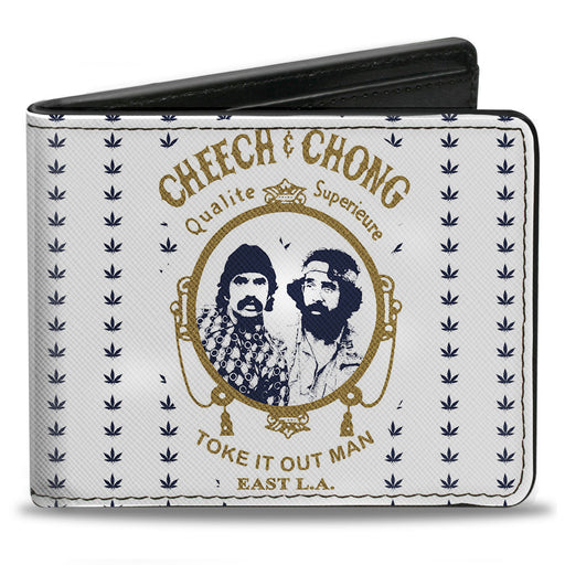 Bi-Fold Wallet - CHEECH & CHONG Rolling Papers Mirror Pot Leaves White Blue Gold Bi-Fold Wallets Cheech & Chong   