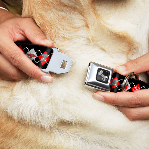 Dog Bone Seatbelt Buckle Collar - BD Argyle Black/Red/Gray Seatbelt Buckle Collars Buckle-Down   