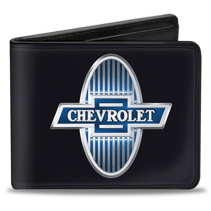 Bi-Fold Wallet - 1929 Chevrolet Bowtie Logo Black Silver Blue Bi-Fold Wallets GM General Motors   