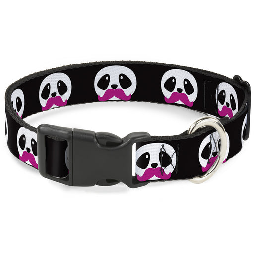 Plastic Clip Collar - Panda Face w/Pink Mustache Plastic Clip Collars Buckle-Down   