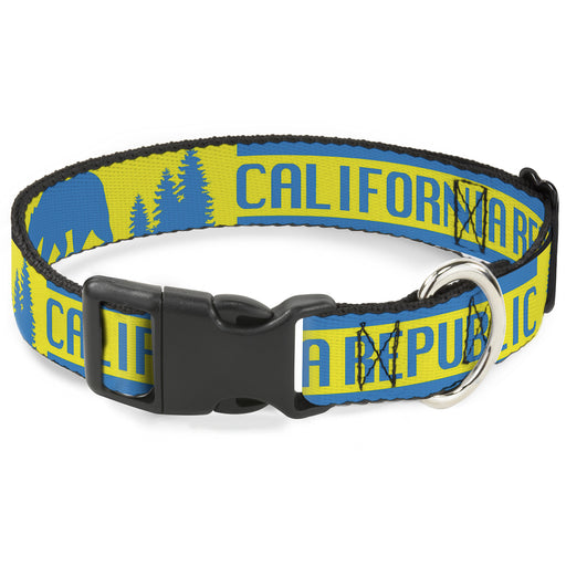 Plastic Clip Collar - CALIFORNIA REPUBLIC/Bear/Stars Silhouette Yellow/Blue Plastic Clip Collars Buckle-Down   