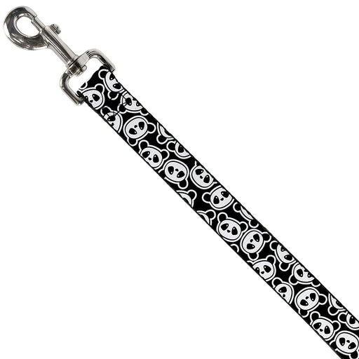 Dog Leash - Scattered Panda Bear Cartoon2 Black/White Dog Leashes Buckle-Down   