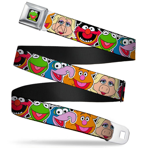 Kermit Face Full Color Black Seatbelt Belt - Muppets Faces CLOSE-UP Black Webbing Seatbelt Belts Disney   