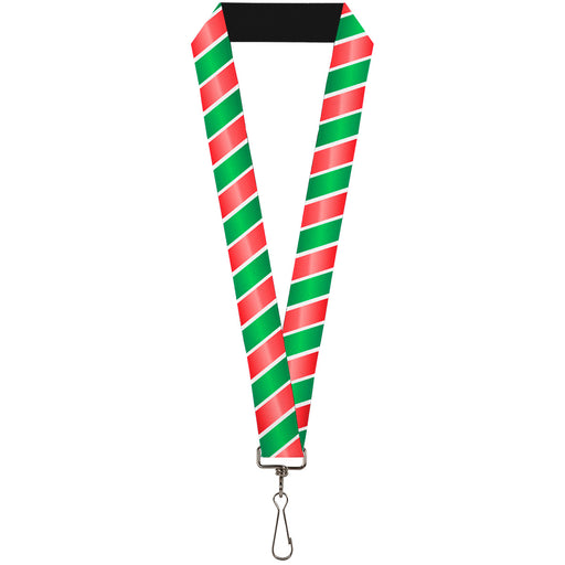 Lanyard - 1.0" - Candy Cane4 White Red Green Lanyards Buckle-Down   