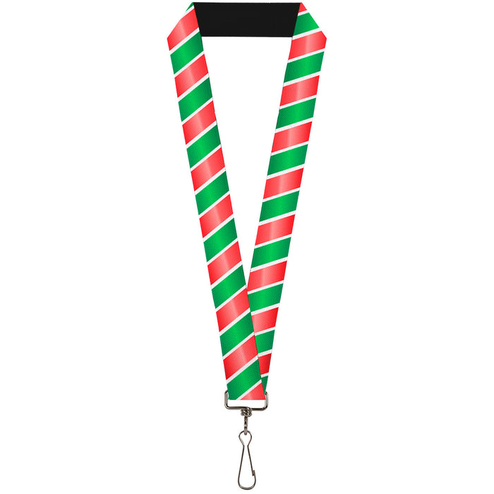 Lanyard - 1.0" - Candy Cane4 White Red Green Lanyards Buckle-Down   